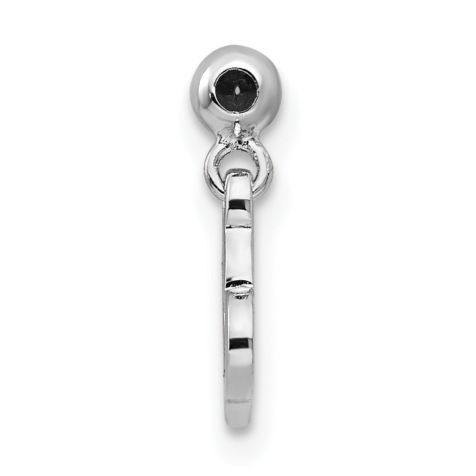 Sterling Silver Mio Memento Rhodium-Plated Rose-Tone Dangle Heart Charm