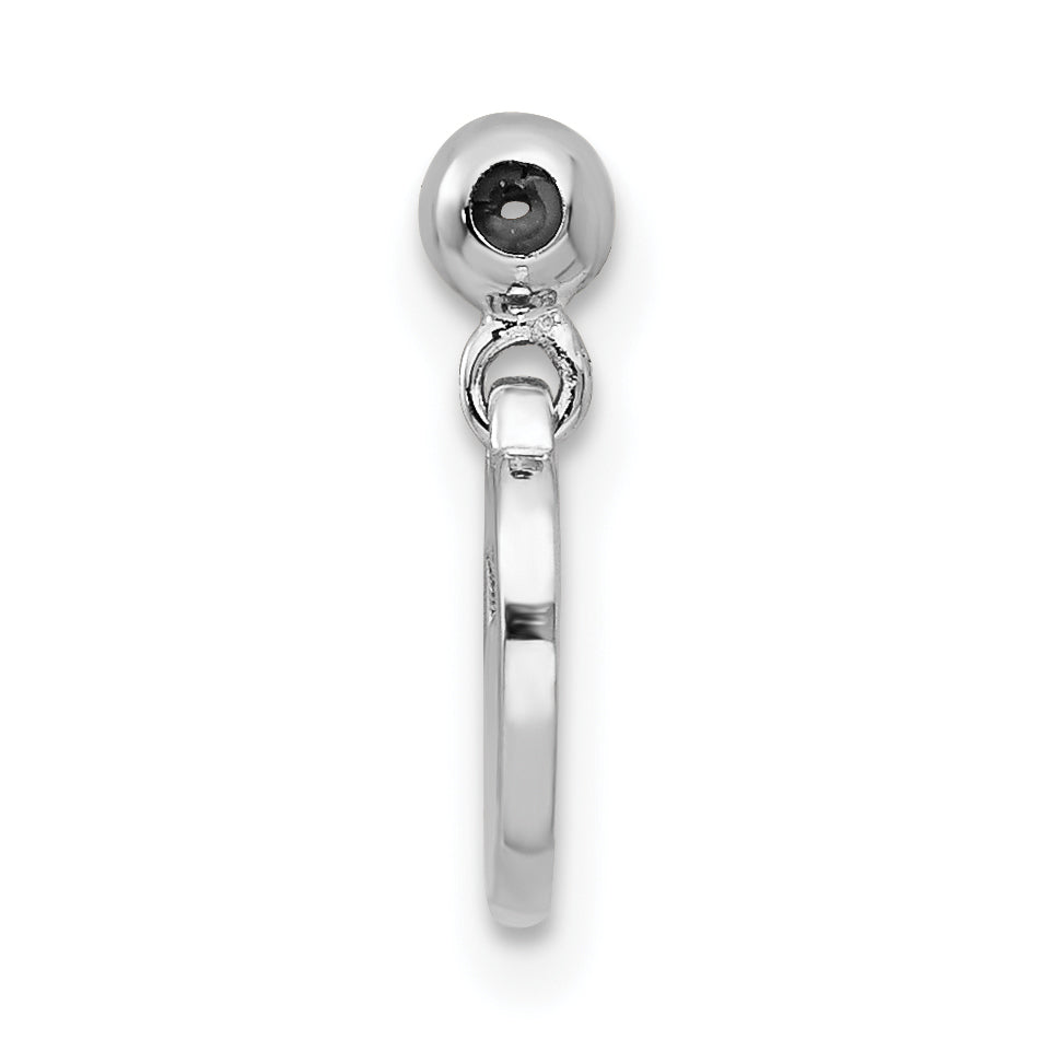 Sterling Silver Mio Memento Rhodium-Plated Rose-Tone Dangle Heart Charm
