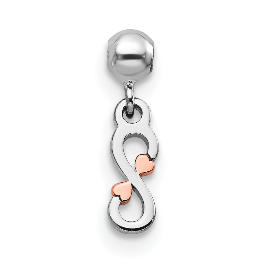 Sterling Silver Mio Memento Rhodium-Plated Rose-Tone Dangle Infinity Charm