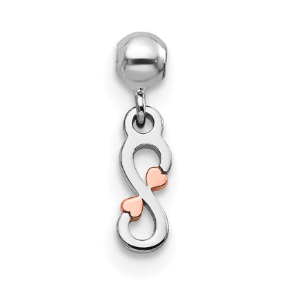 Sterling Silver Mio Memento Rhodium-Plated Rose-Tone Dangle Infinity Charm