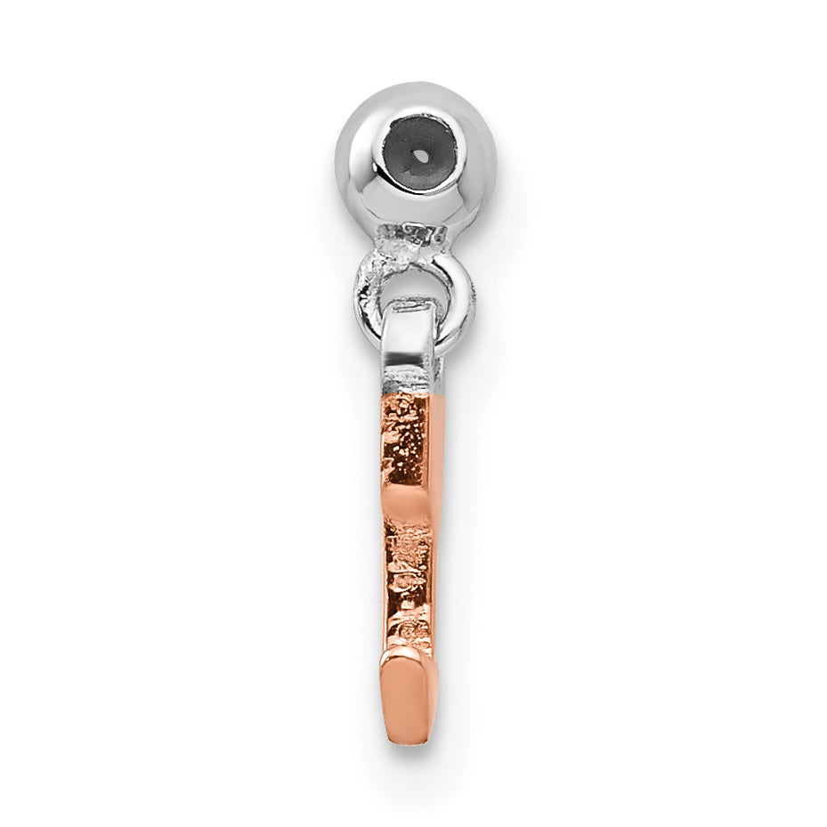 Sterling Silver Mio Memento Rhodium-Plated Rose-Tone Dangle Arrow Charm