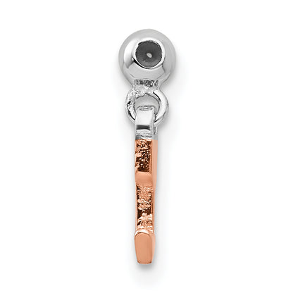 Sterling Silver Mio Memento Rhodium-Plated Rose-Tone Dangle Arrow Charm