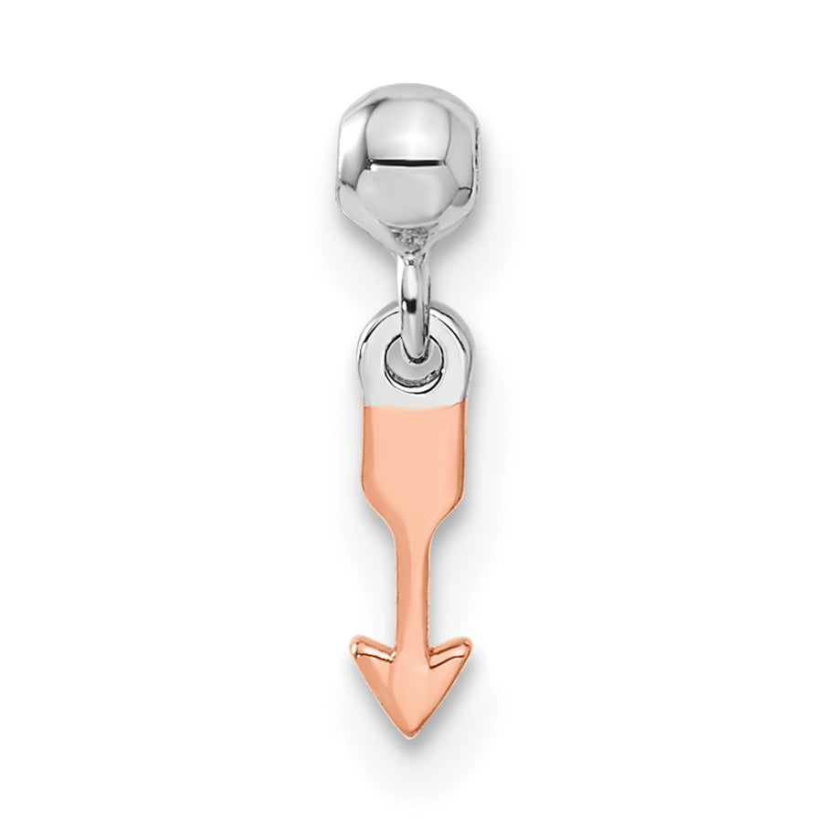 Sterling Silver Mio Memento Rhodium-Plated Rose-Tone Dangle Arrow Charm