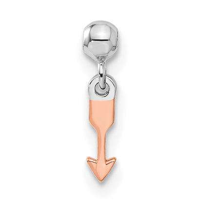 Sterling Silver Mio Memento Rhodium-Plated Rose-Tone Dangle Arrow Charm