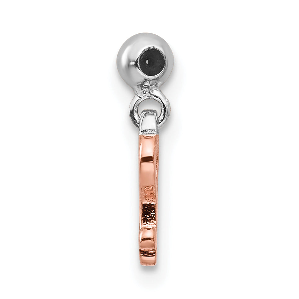 Sterling Silver Mio Memento Rhodium-plated Rose-tone Dangle Heart Key Charm