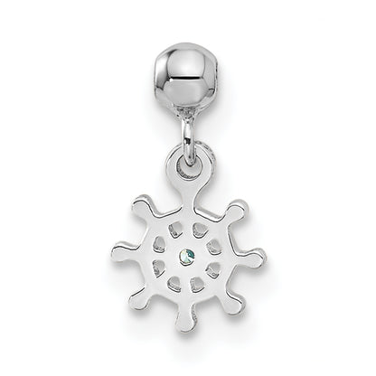 Sterling Silver Mio Memento Blue Cz Dangle Ship Charm