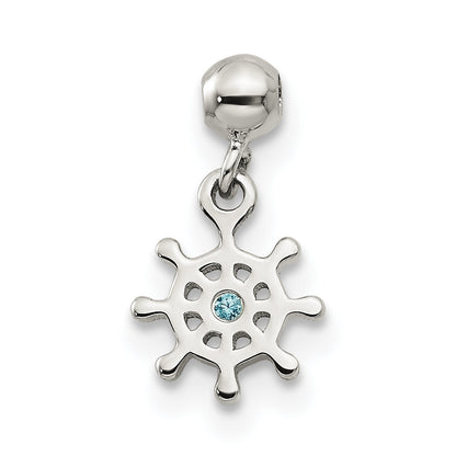 Sterling Silver Mio Memento Blue Cz Dangle Ship Charm