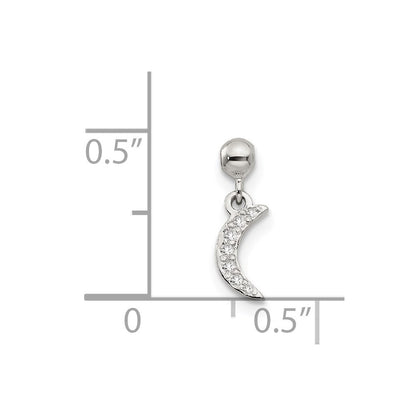Sterling Silver Mio Memento Cz Dangle Moon Charm