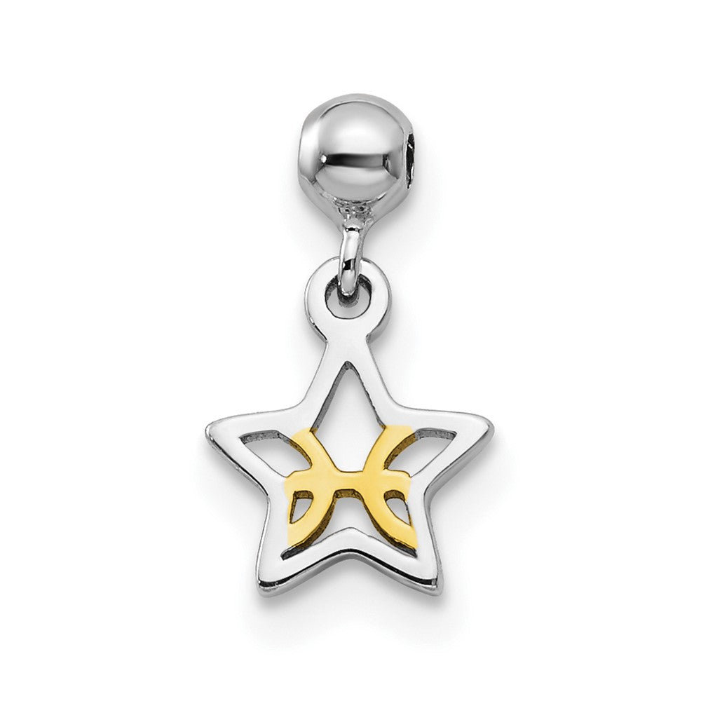 Sterling Silver Mio Memento Rhodium-Plated Gold-Tone Dangle Star Charm