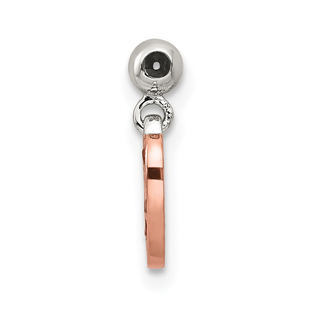 Sterling Silver Mio Memento Rose-Tone Red Cz Dangle Heart Charm