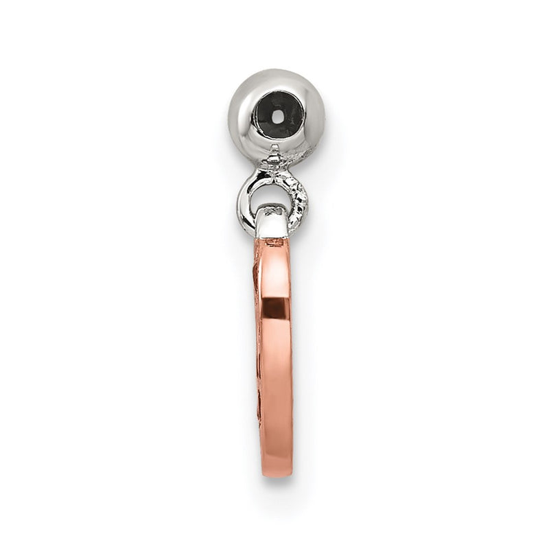 Sterling Silver Mio Memento Rose-Tone Red Cz Dangle Heart Charm