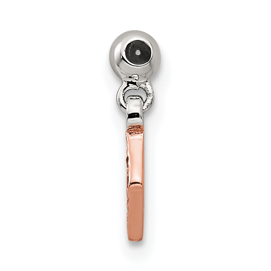 Sterling Silver Mio Memento Rose-Tone Red Cz Dangle Diamond Shaped Charm