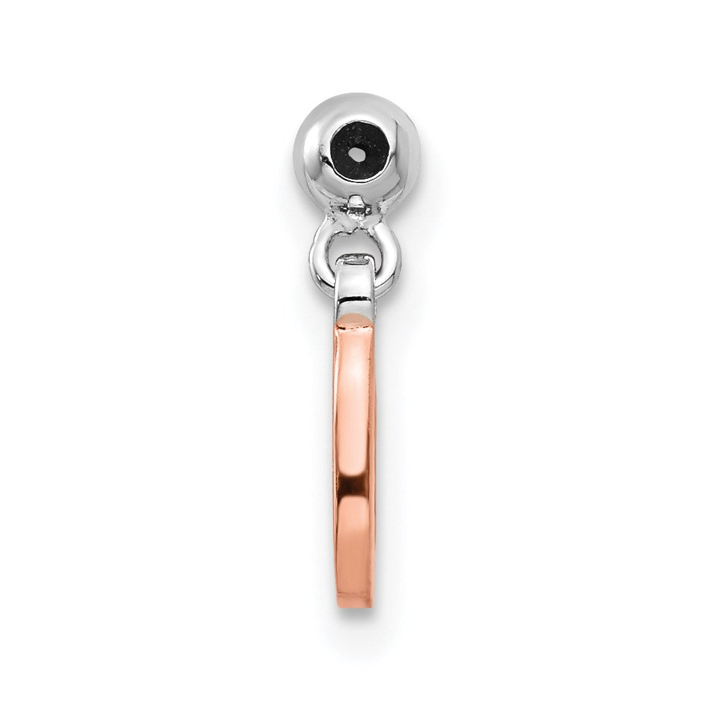 Sterling Silver Mio Memento Rhodium-Plated Rose-Tone Dangle Number 0 Charm