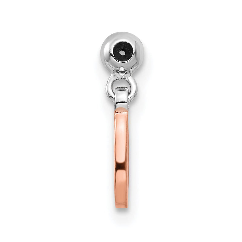 Sterling Silver Mio Memento Rhodium-Plated Rose-Tone Dangle Number 0 Charm