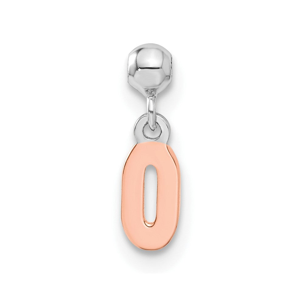 Sterling Silver Mio Memento Rhodium-Plated Rose-Tone Dangle Number 0 Charm