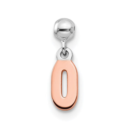 Sterling Silver Mio Memento Rhodium-Plated Rose-Tone Dangle Number 0 Charm