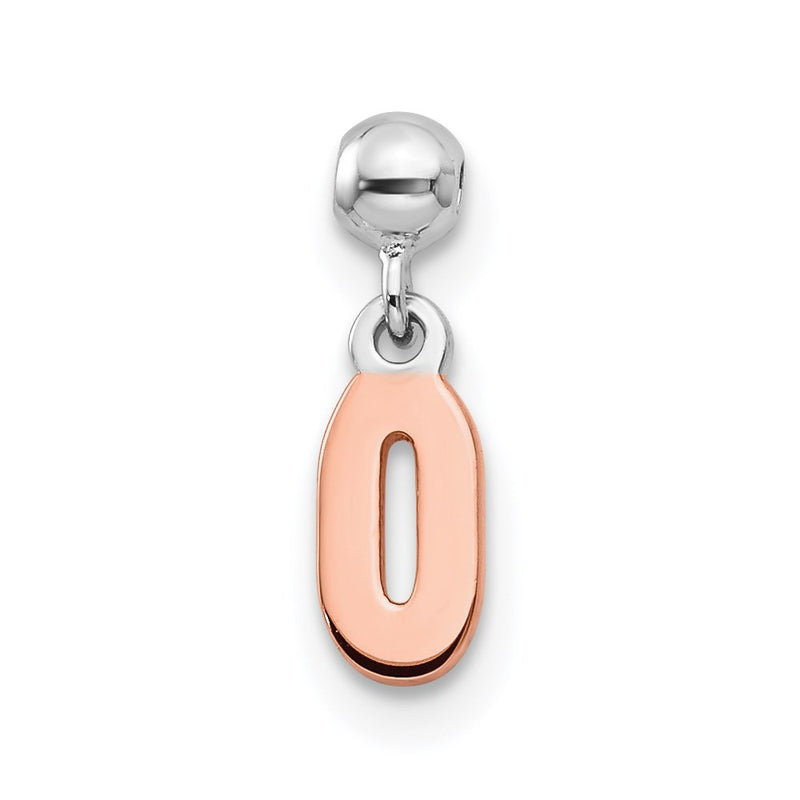 Sterling Silver Mio Memento Rhodium-Plated Rose-Tone Dangle Number 0 Charm
