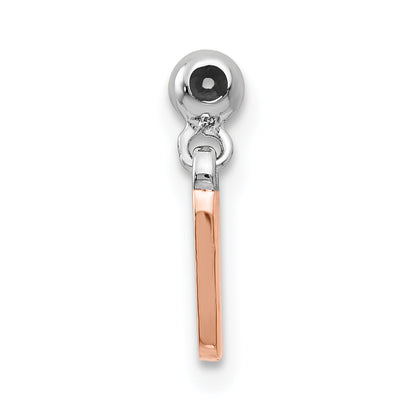 Sterling Silver Mio Memento Rhodium-Plated Rose-Tone Dangle Number 1 Charm