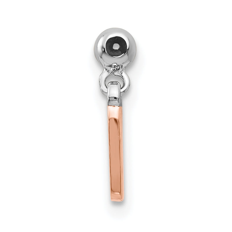 Sterling Silver Mio Memento Rhodium-Plated Rose-Tone Dangle Number 1 Charm