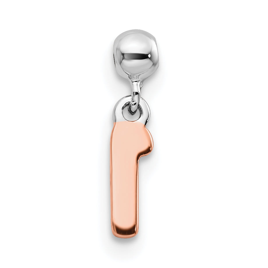 Sterling Silver Mio Memento Rhodium-Plated Rose-Tone Dangle Number 1 Charm