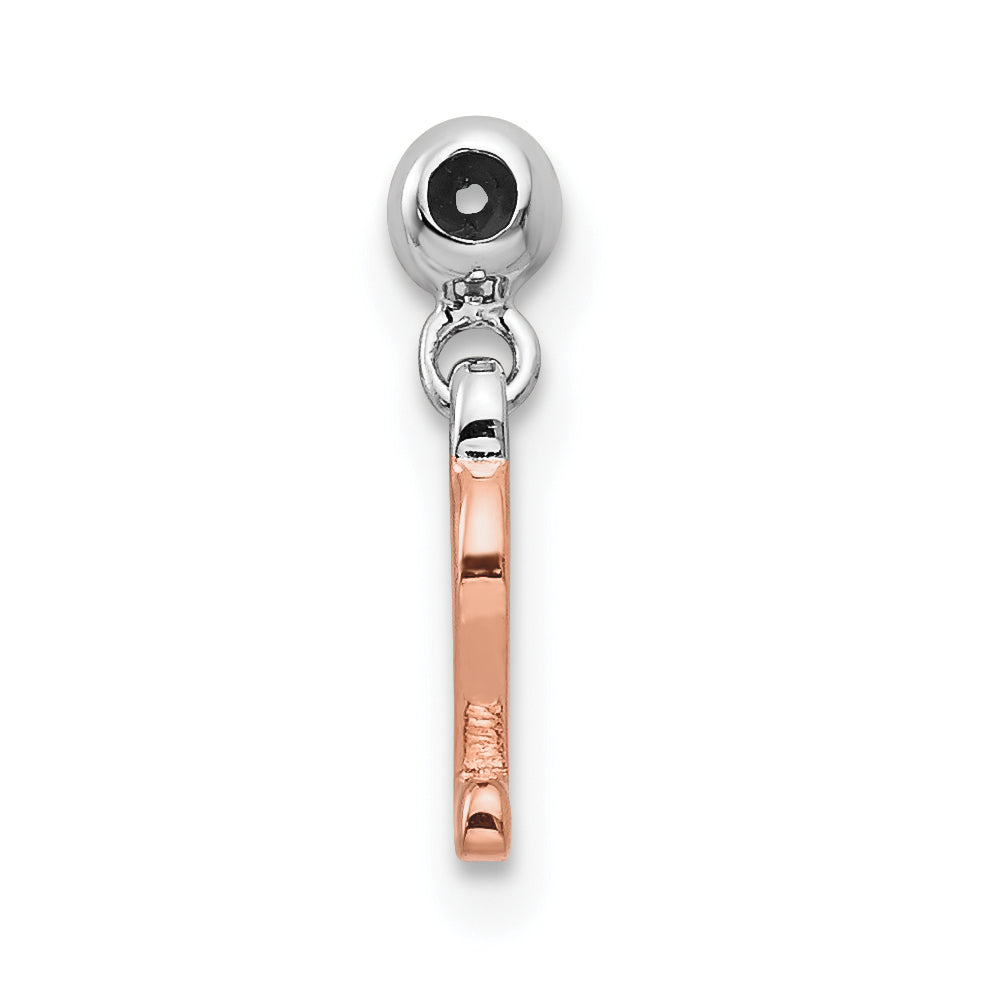 Sterling Silver Mio Memento Rhodium-Plated Rose-Tone Dangle Number 2 Charm