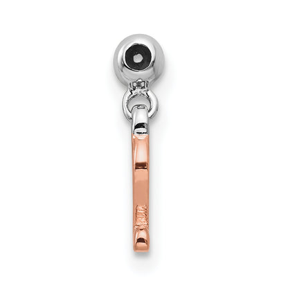 Sterling Silver Mio Memento Rhodium-Plated Rose-Tone Dangle Number 2 Charm