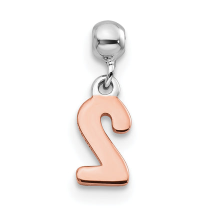 Sterling Silver Mio Memento Rhodium-Plated Rose-Tone Dangle Number 2 Charm