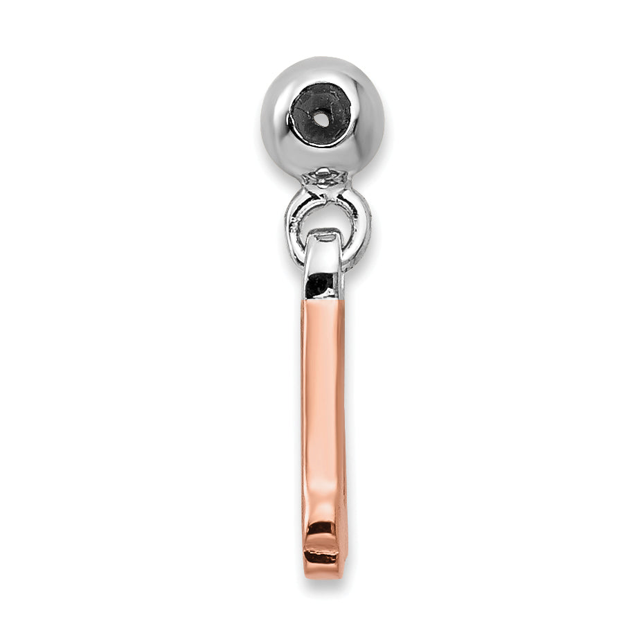 Sterling Silver Mio Memento Rhodium-Plated Rose-Tone Dangle Number 4 Charm
