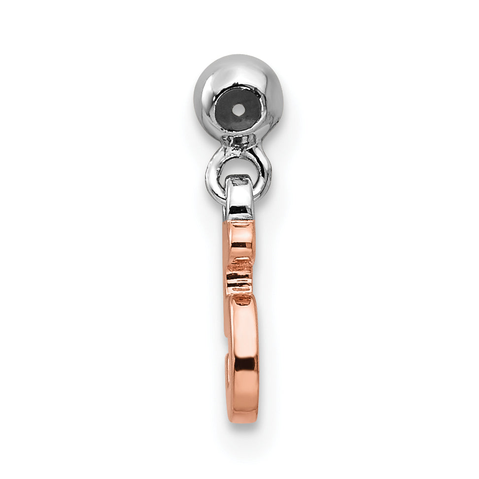 Sterling Silver Mio Memento Rhodium-Plated Rose-Tone Dangle Number 5 Charm