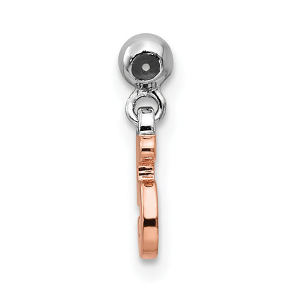 Sterling Silver Mio Memento Rhodium-Plated Rose-Tone Dangle Number 5 Charm