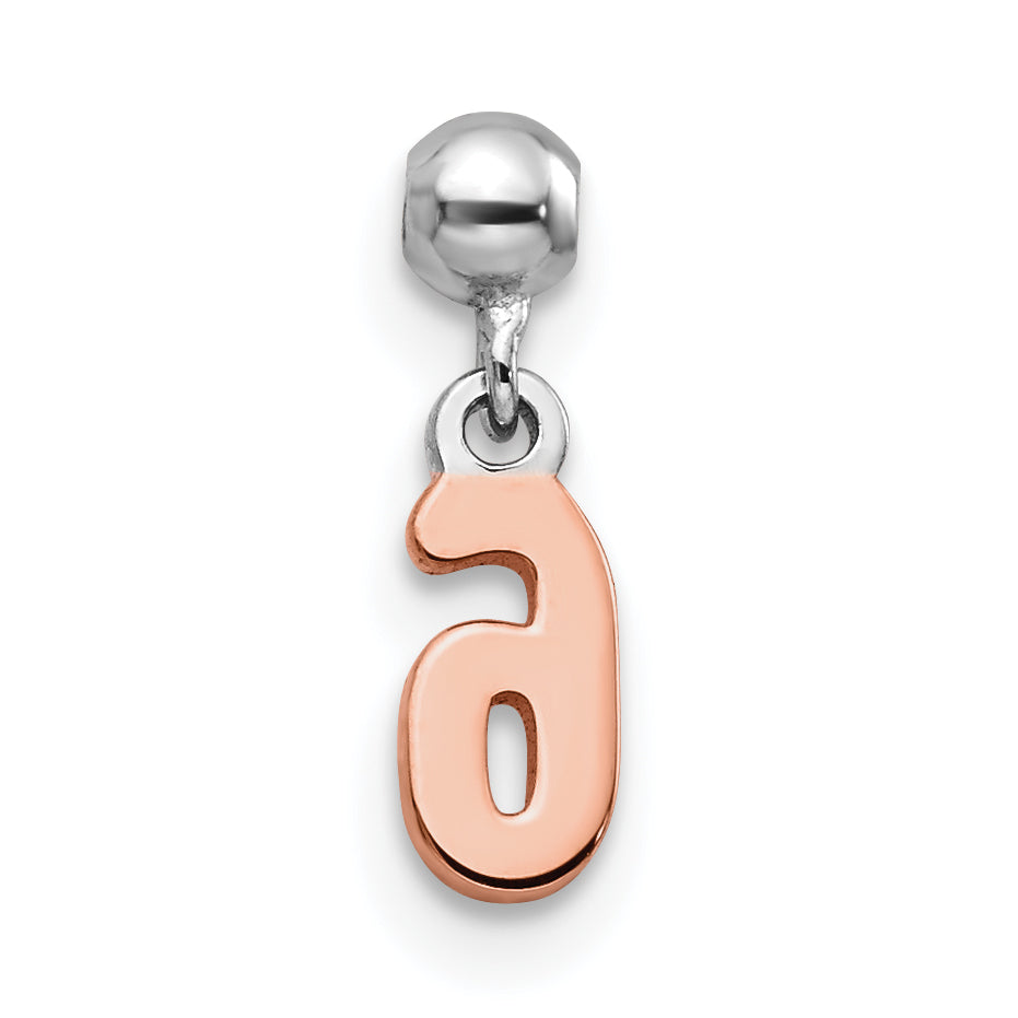 Sterling Silver Mio Memento Rhodium-Plated Rose-Tone Dangle Number 6 Charm