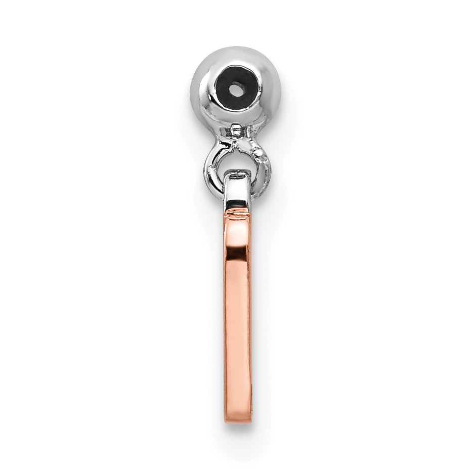 Sterling Silver Mio Memento Rhodium-Plated Rose-Tone Dangle Number 7 Charm