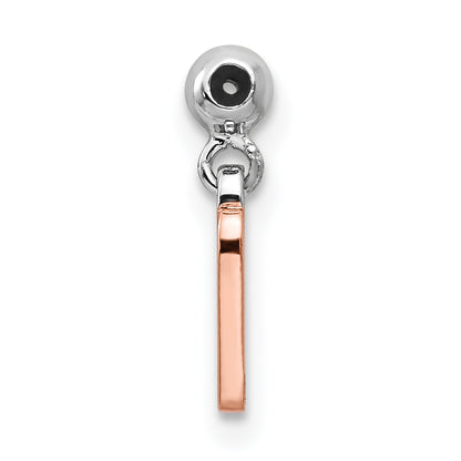 Sterling Silver Mio Memento Rhodium-Plated Rose-Tone Dangle Number 7 Charm
