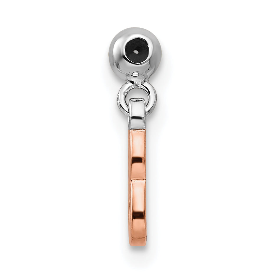 Sterling Silver Mio Memento Rhodium-Plated Rose-Tone Dangle Number 8 Charm