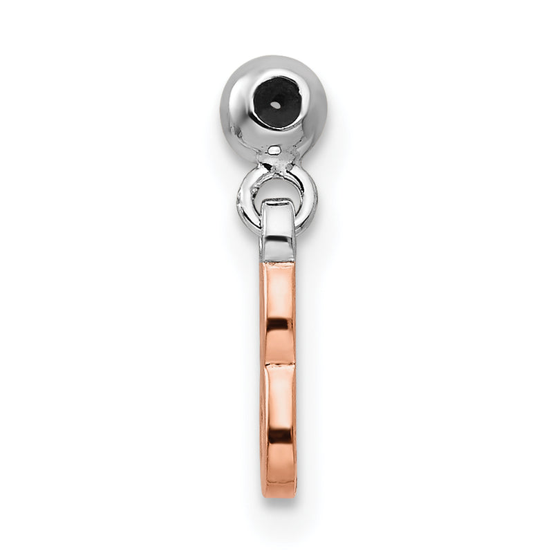 Sterling Silver Mio Memento Rhodium-Plated Rose-Tone Dangle Number 8 Charm