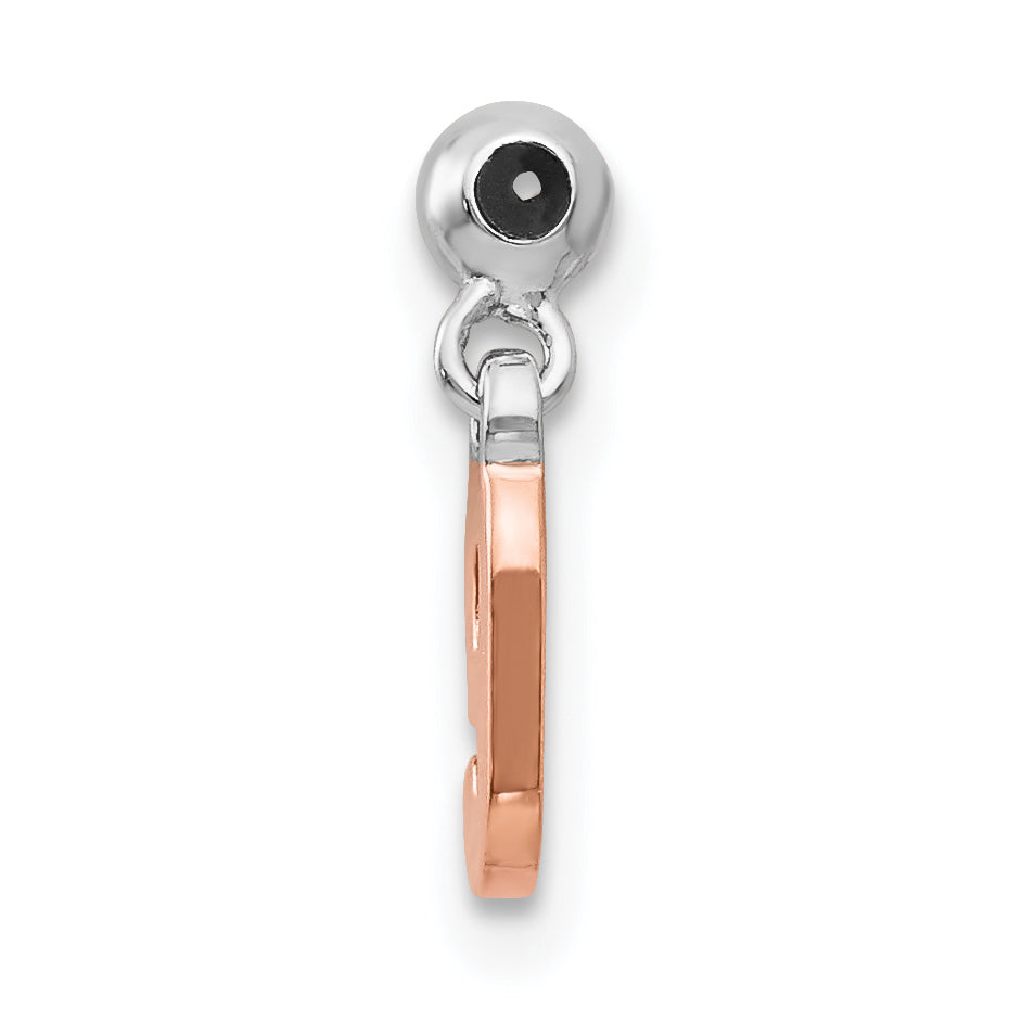 Sterling Silver Mio Memento Rhodium-Plated Rose-Tone Dangle Number 9 Charm