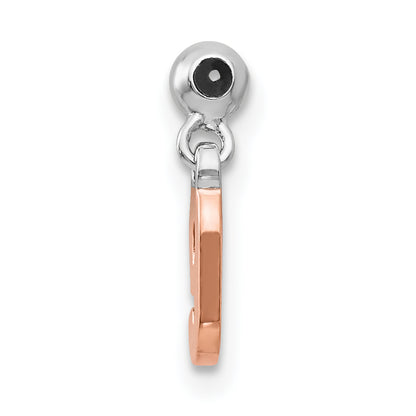 Sterling Silver Mio Memento Rhodium-Plated Rose-Tone Dangle Number 9 Charm