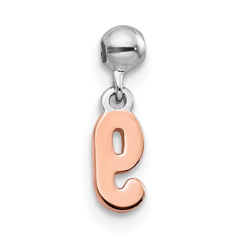 Sterling Silver Mio Memento Rhodium-Plated Rose-Tone Dangle Number 9 Charm