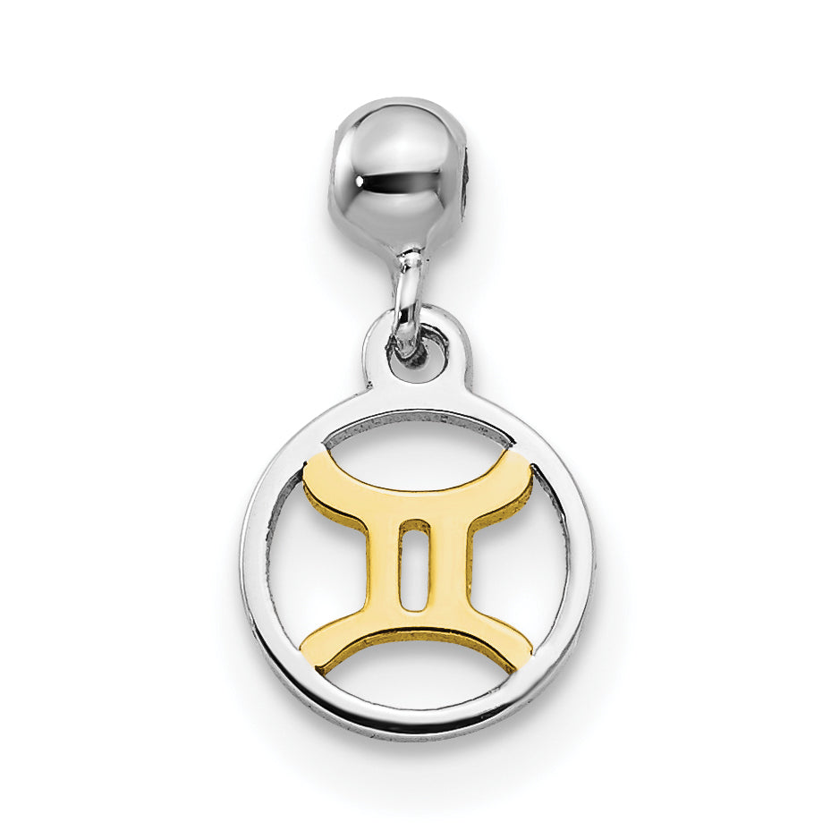 Sterling Silver Mio Memento Rhodium-Plated Gold-Tone Dangle Gemini Charm