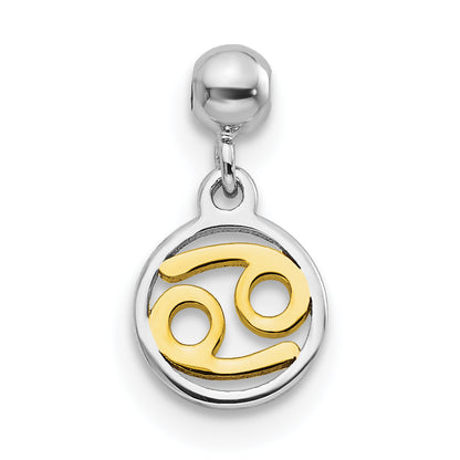 Sterling Silver Mio Memento Rhodium-Plated Gold-Tone Dangle Cancer Charm