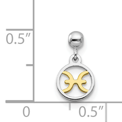 Sterling Silver Mio Memento Rhodium-Plated Gold-Tone Dangle Pisces Charm