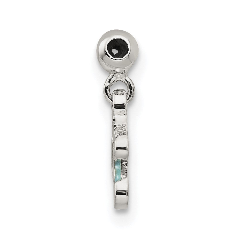Sterling Silver Mio Memento Blue Enamel Dangle Baby Sock Charm