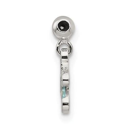 Sterling Silver Mio Memento Blue Enamel Dangle Baby Sock Charm