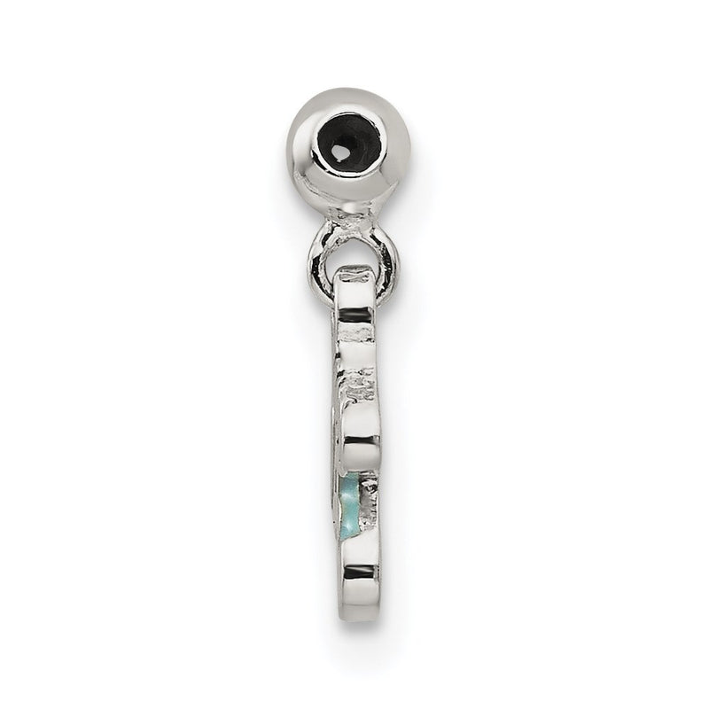 Sterling Silver Mio Memento Blue Enamel Dangle Baby Sock Charm