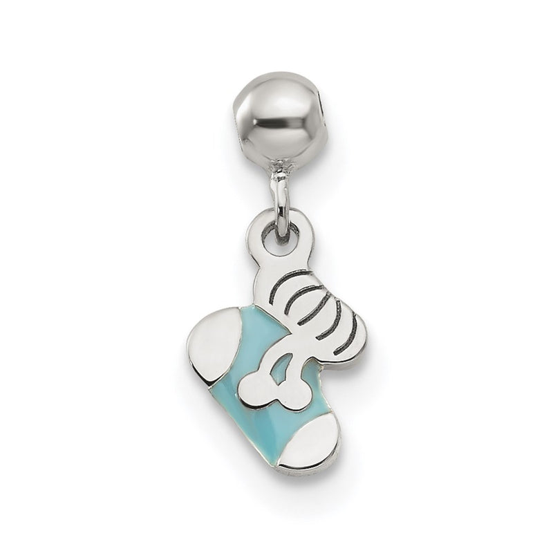 Sterling Silver Mio Memento Blue Enamel Dangle Baby Sock Charm