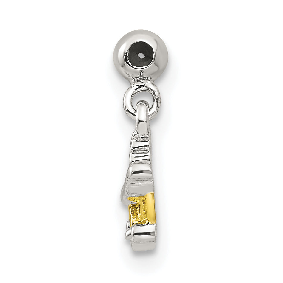 Sterling Silver Mio Memento Gold Tone Enamel Baby Carriage Charm