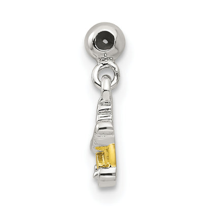 Sterling Silver Mio Memento Gold Tone Enamel Baby Carriage Charm