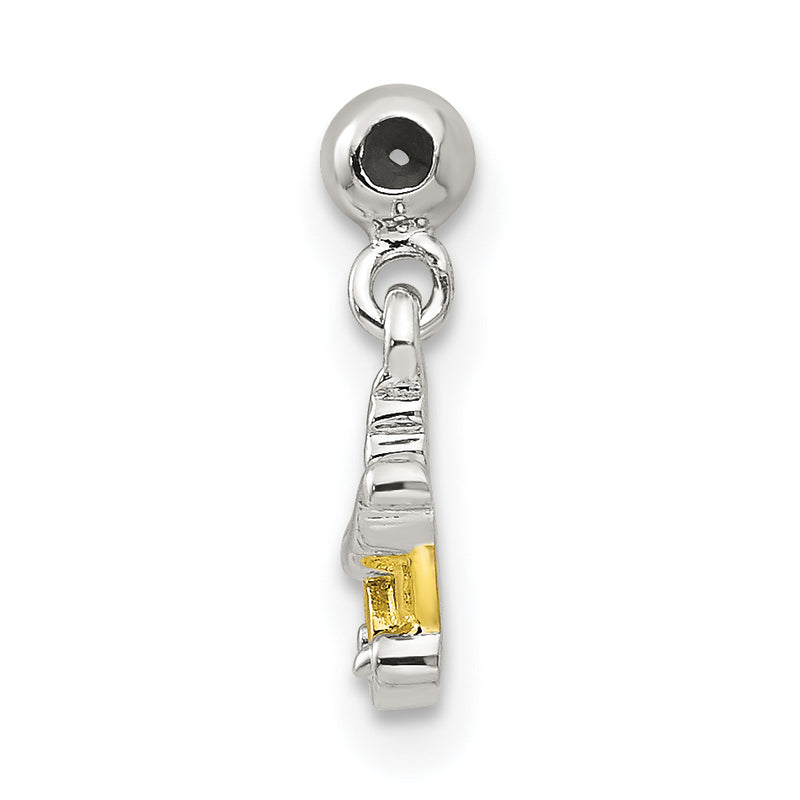 Sterling Silver Mio Memento Gold Tone Enamel Baby Carriage Charm
