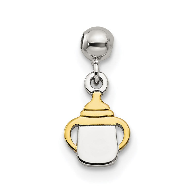 Sterling Silver Mio Memento Gold Tone Dangle Baby Bottle Charm