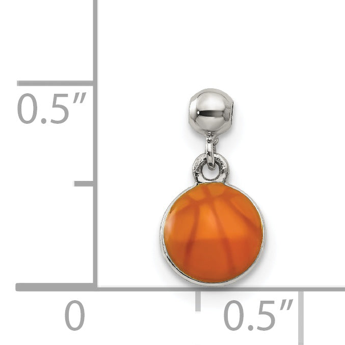Sterling Silver Mio Memento Enamel Dangle Basket Ball Charm